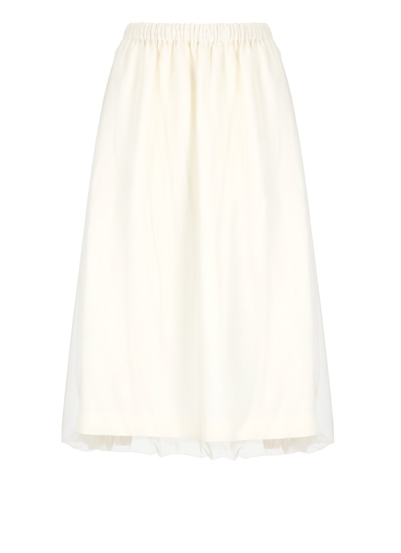 Shop Fabiana Filippi Ivory Viscose And Linen Skirt In White