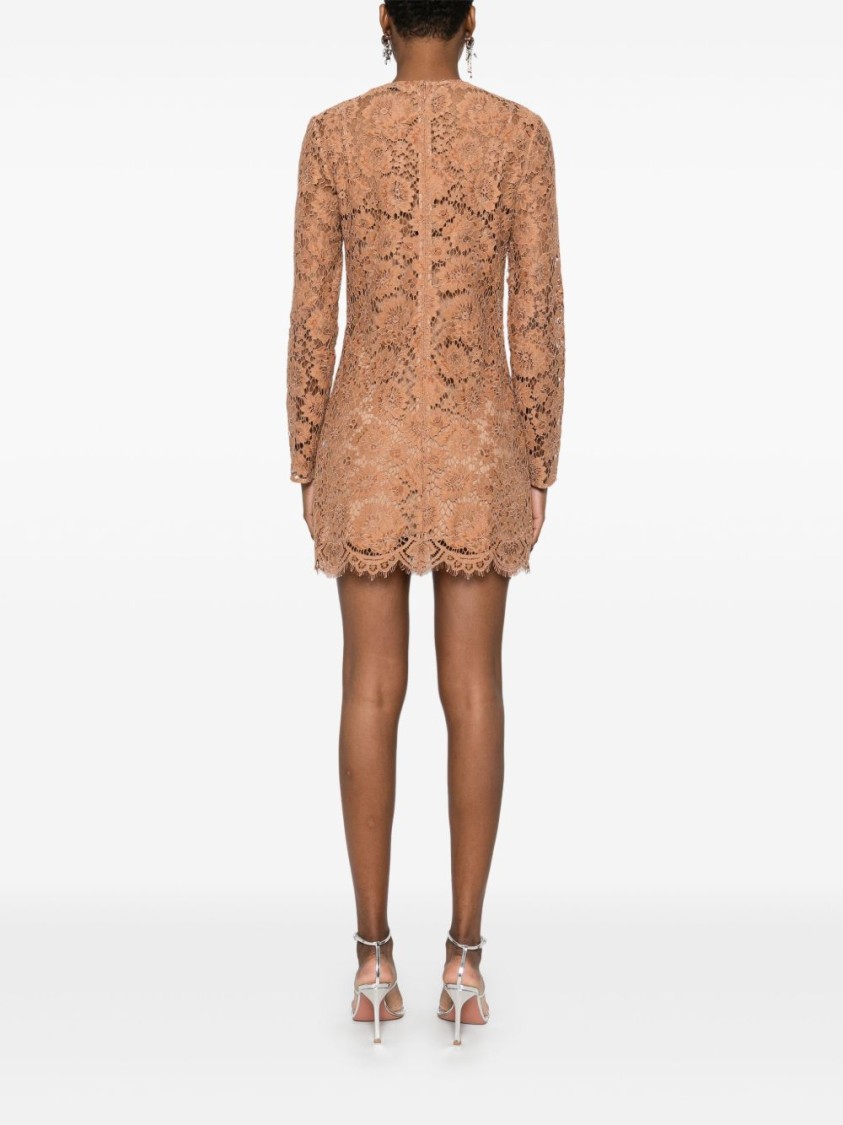 Self-portrait Intricate Lace Mini Dress With Bow Details