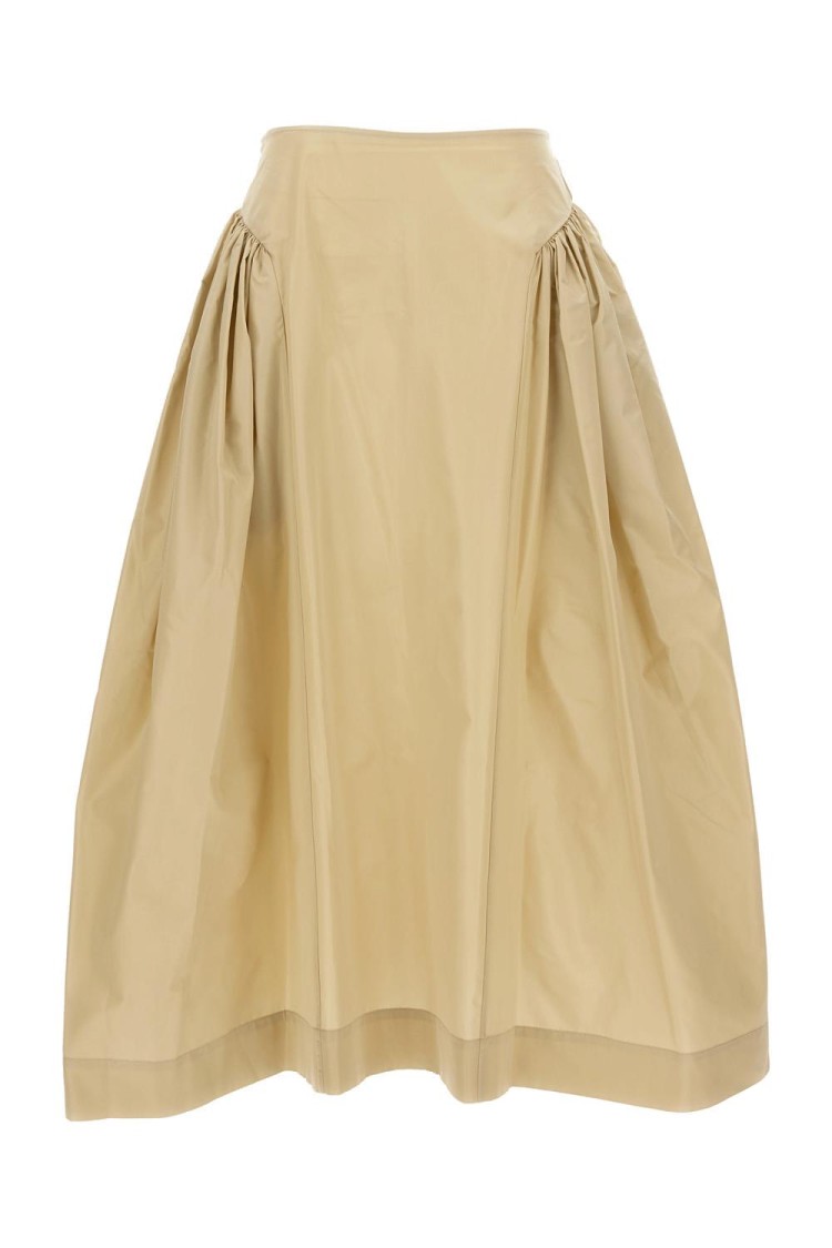 Simone Rocha Pleated Maxi Skirt With Discreet Zip Closure In Neutral
