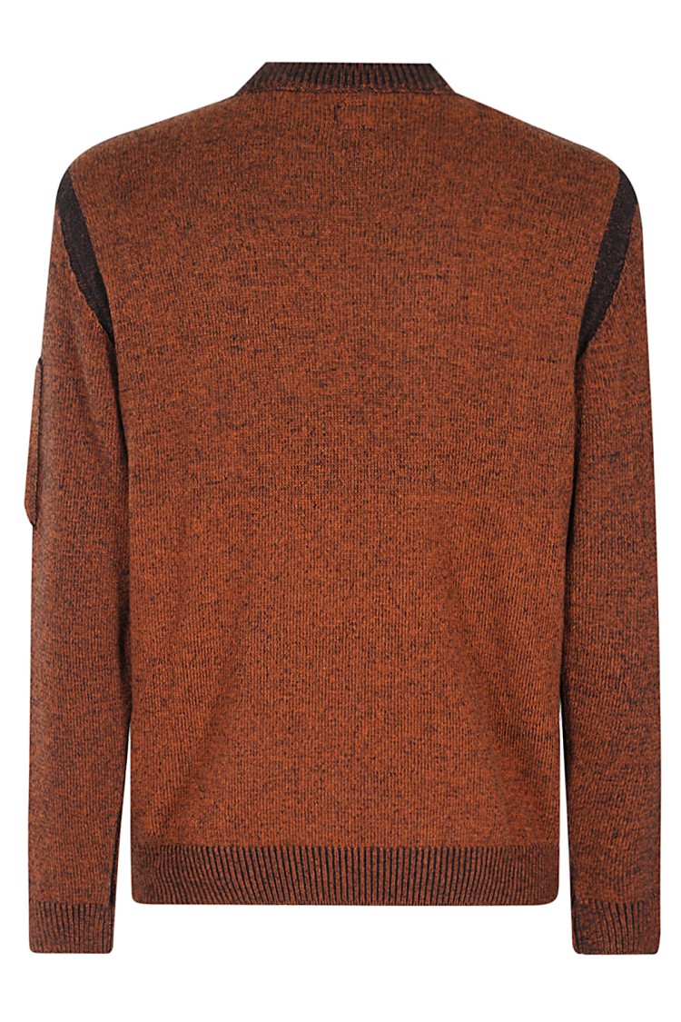 C.p. Company Textured Fleece Knit Sweater In Black
