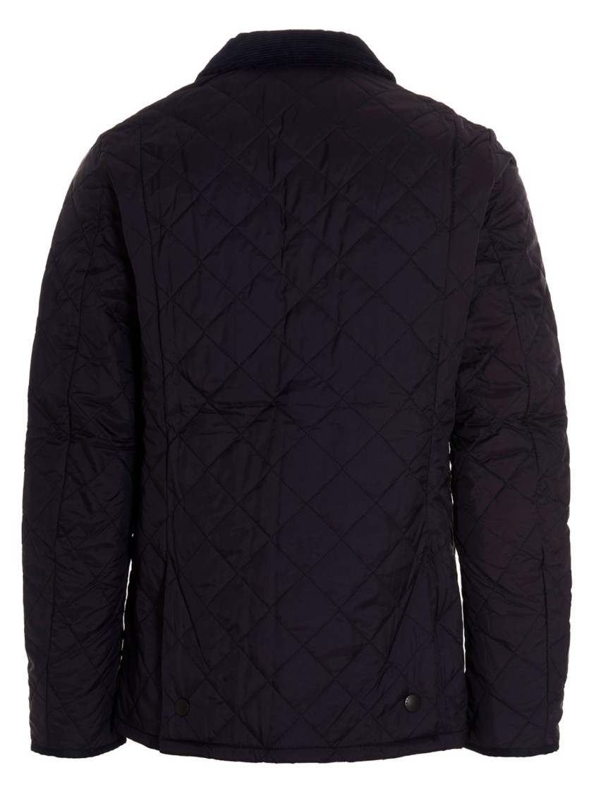 Barbour Quilted Jacket With Corduroy Collar And Side Pockets In Blue