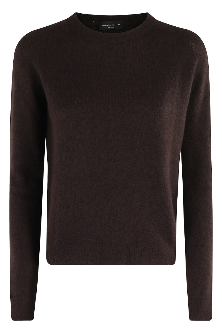 Roberto Collina Circle Neck Cashmere Blend Sweater In Brown