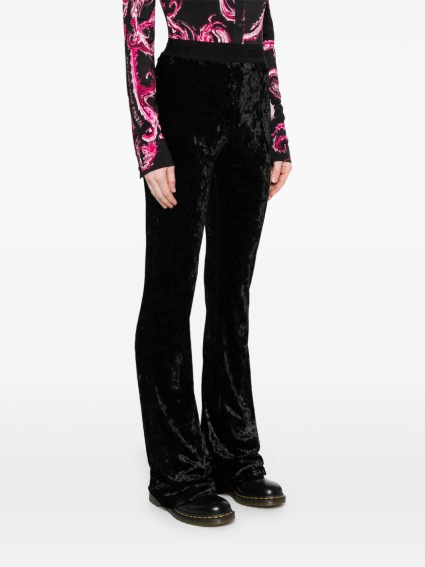 Versace Jeans Couture Logo-waistband Trousers In Black