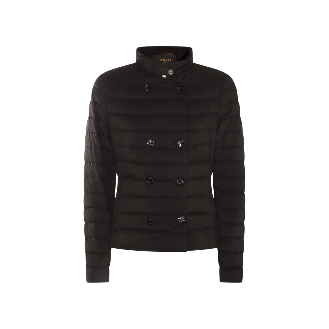 Moorer Quilted Black Down Coat With High Collar