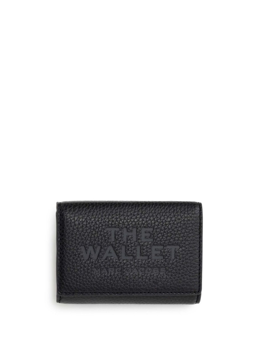 Marc Jacobs Textured Cow Leather Wallet With Embossed Logo In Black