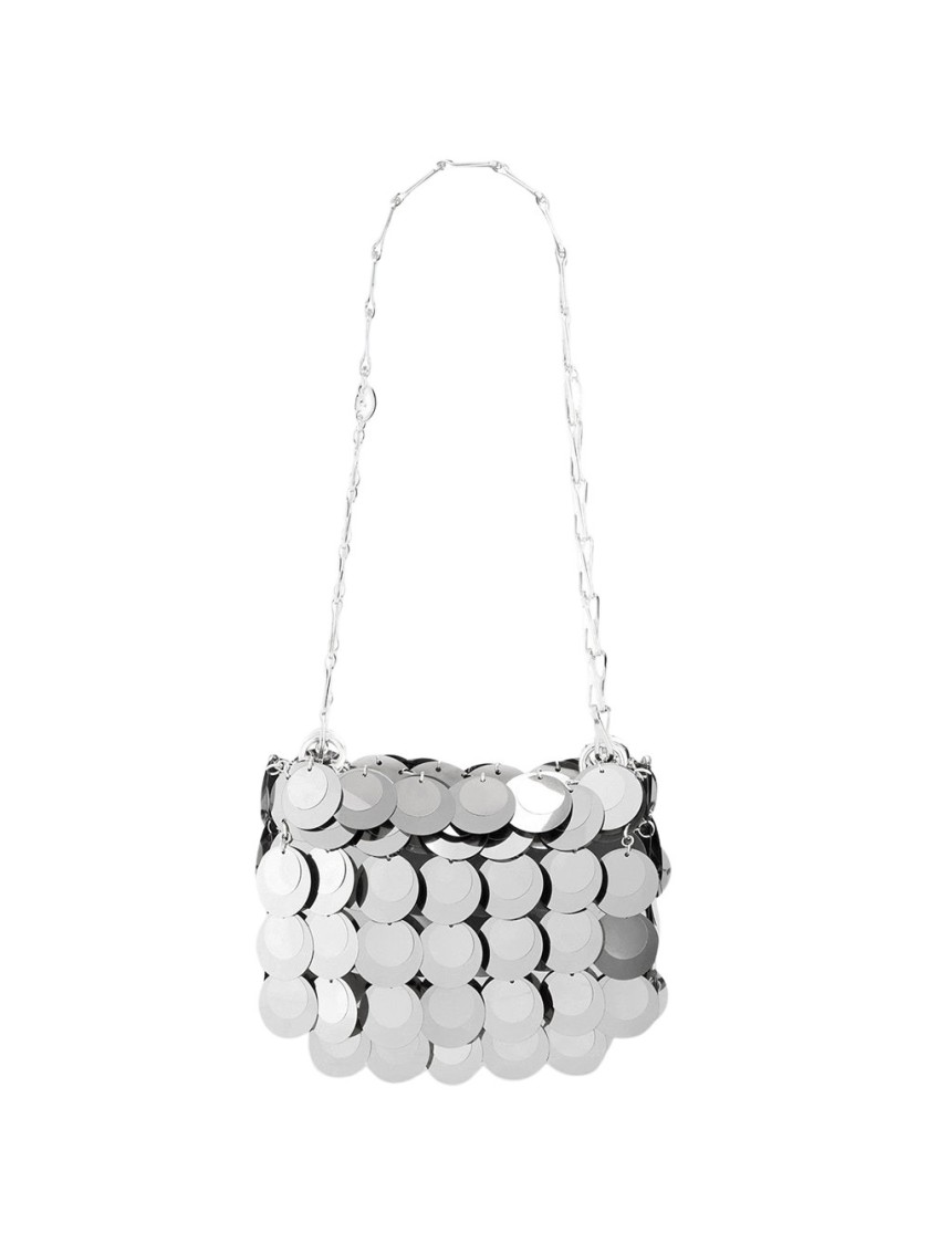 Rabanne Sparkle Discs Nano Bag Silver In Silver
