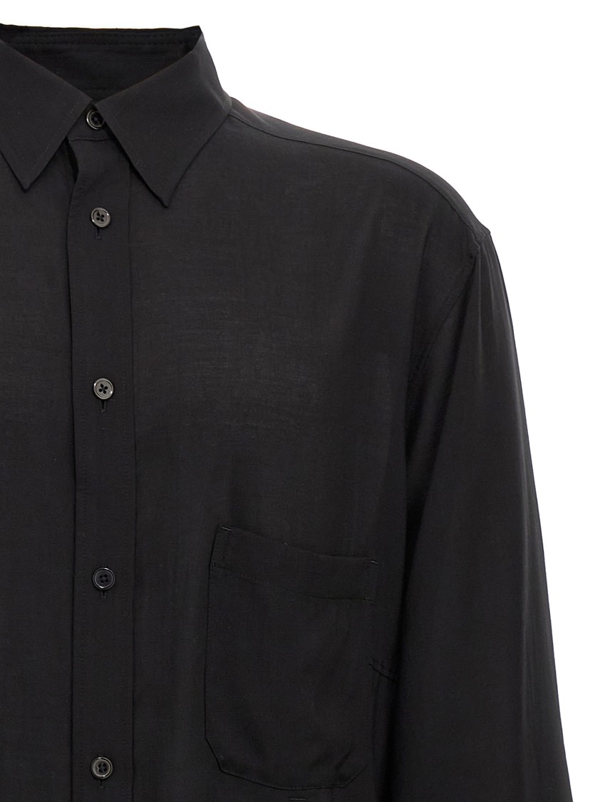 Yohji Yamamoto 'cellulose Lawn Zip Button Blouse' Shirt In Black