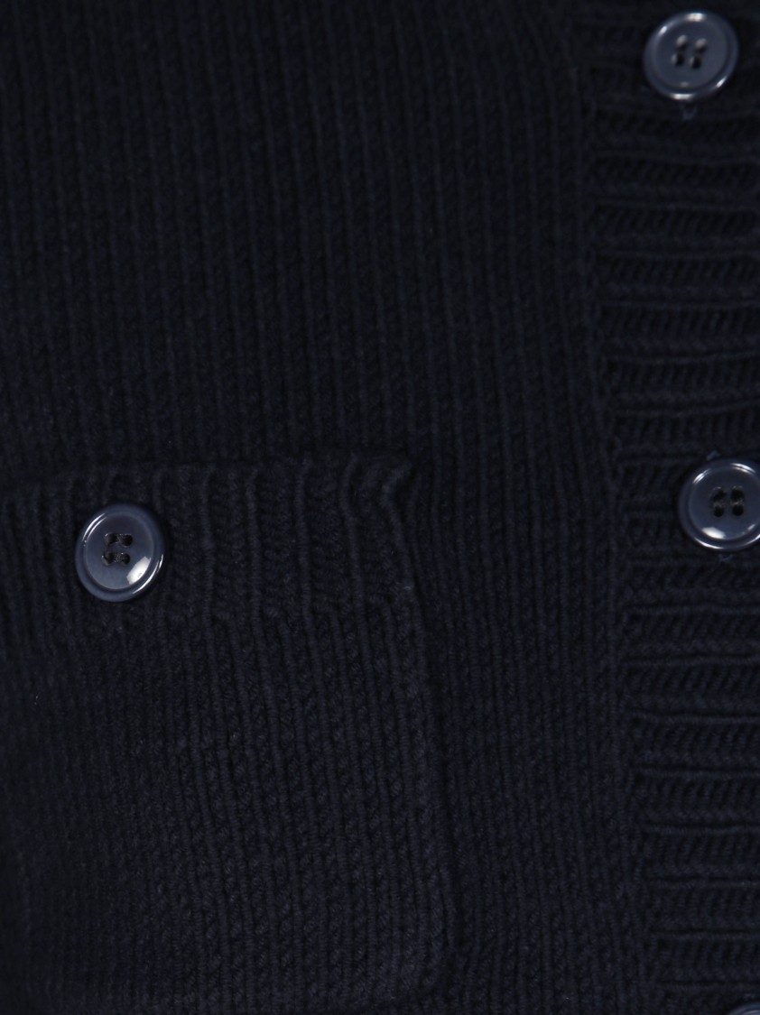 Max Mara Ribbed Cardigan With Button-up Front And Classic Silhouette In Black