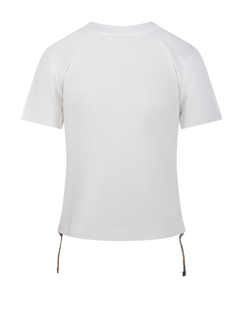 Burberry Cropped White T-shirt With Adjustable Drawstrings In White