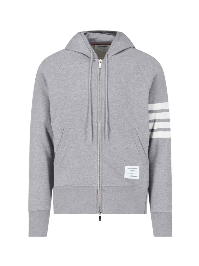Thom Browne Mens Light Grey Striped Brand-patch Cotton-jersey Hoody