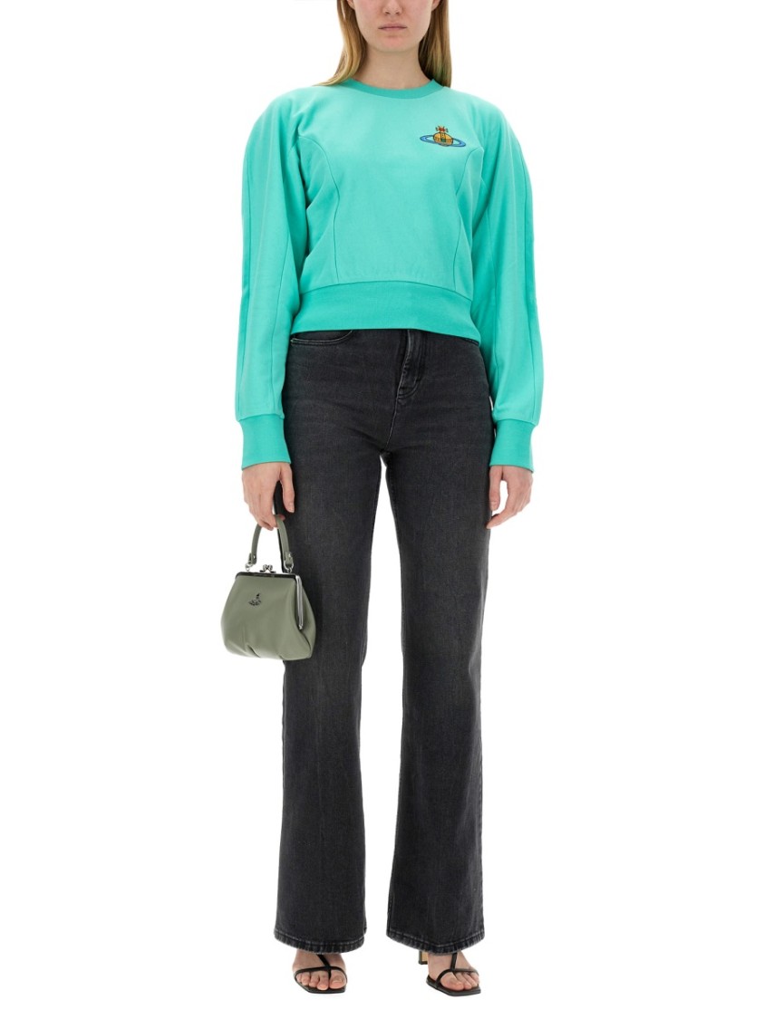 Vivienne Westwood Orb-embroidered Cotton Sweatshirt In Blue