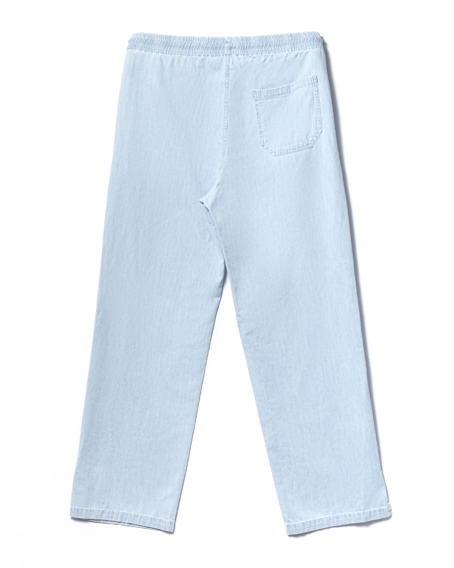 Apc A.p.c. Relaxed Fit Light Blue Pants With Elastic Waistband And Tapered Leg In Blue