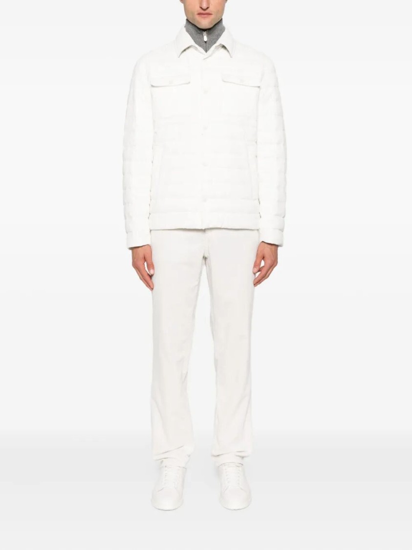 Herno Quilted Cotton Jacket With Classic Collarclosure In White
