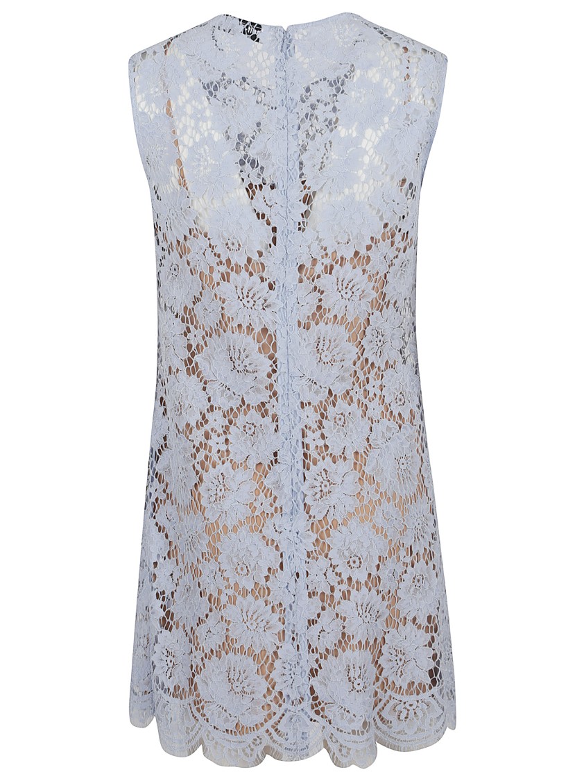 Shop Self-portrait Blue Fine Lace Mini Dress