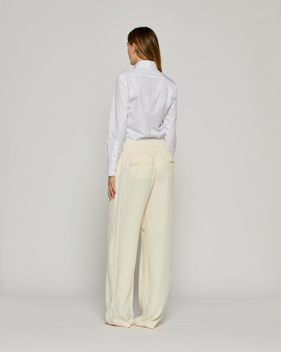 SERENA BUTE SERENA BUTE TAILORED TROUSER WITH GEORGETTE TRIM - CREAM