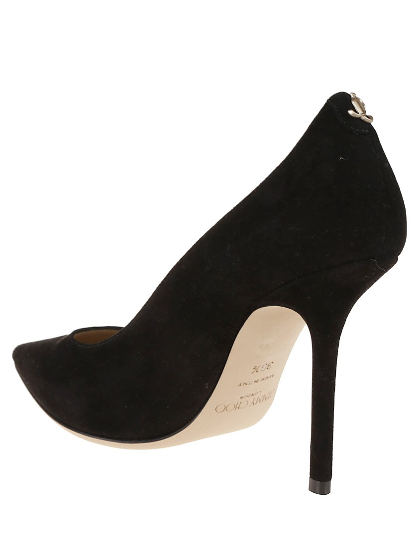 Jimmy Choo Romy 85 Spitze Pumps Aus Schwarzem Leder Mit Eidechsen-print