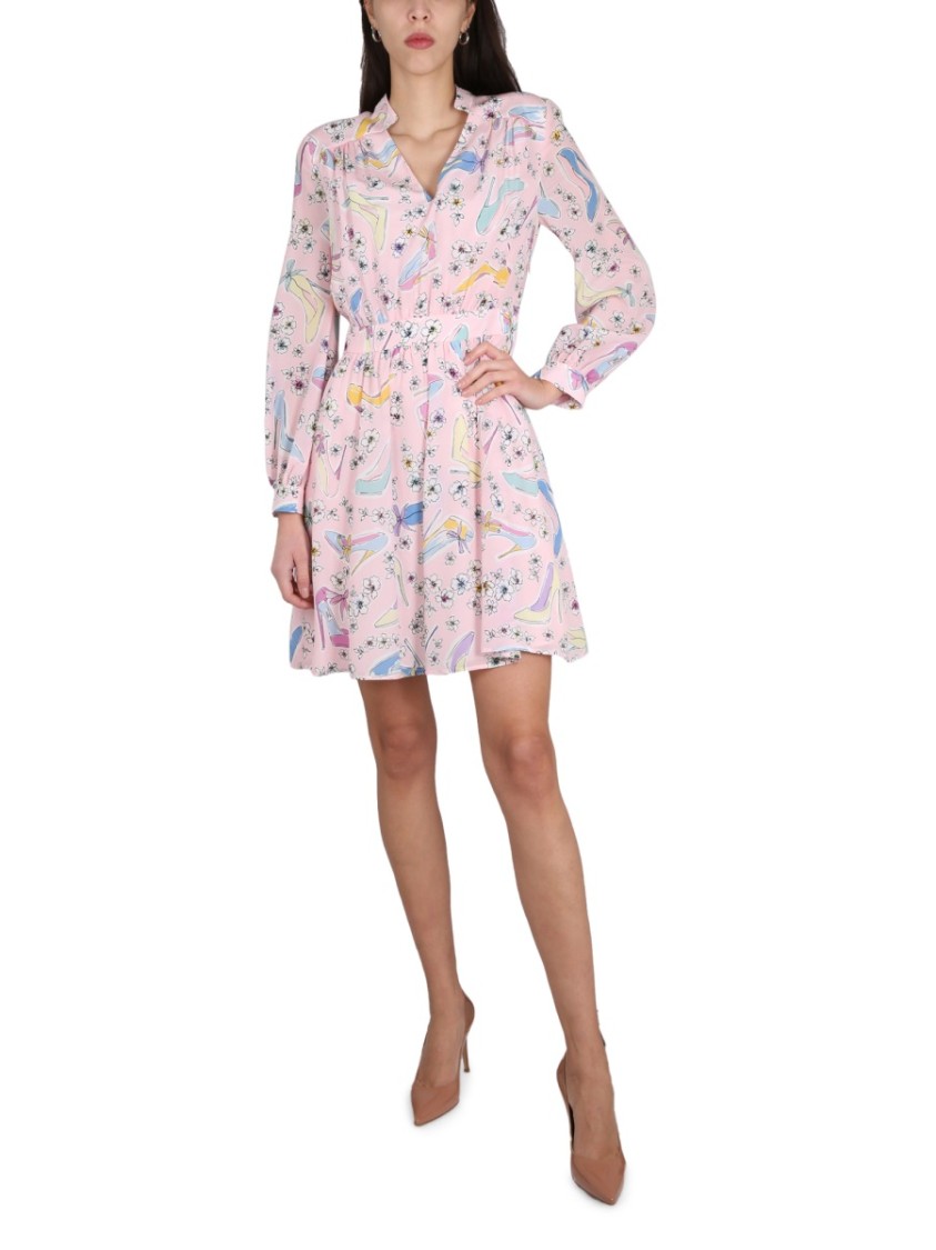 Boutique Moschino Floral-print Long-sleeved Mini Dress In Purple