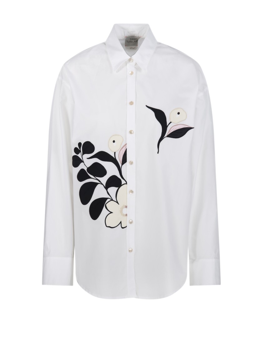 Forte Forte Floral Embroidered Cotton Shirt With Relaxed Fit In White