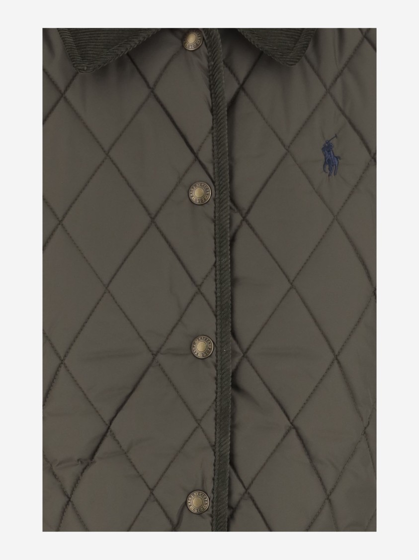 Polo Ralph Lauren Quilted Nylon Vest With Front Button Closure In Green