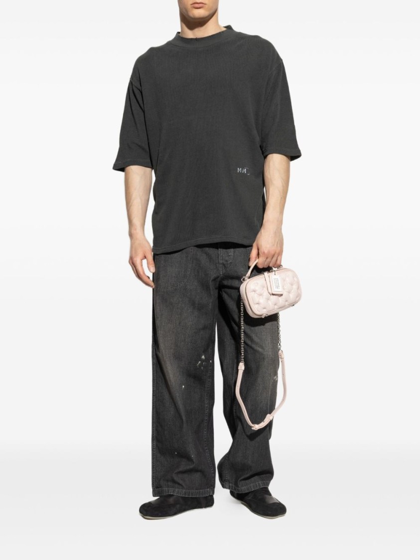 Maison Margiela Distressed Oversized Black Cotton T-shirt In Black