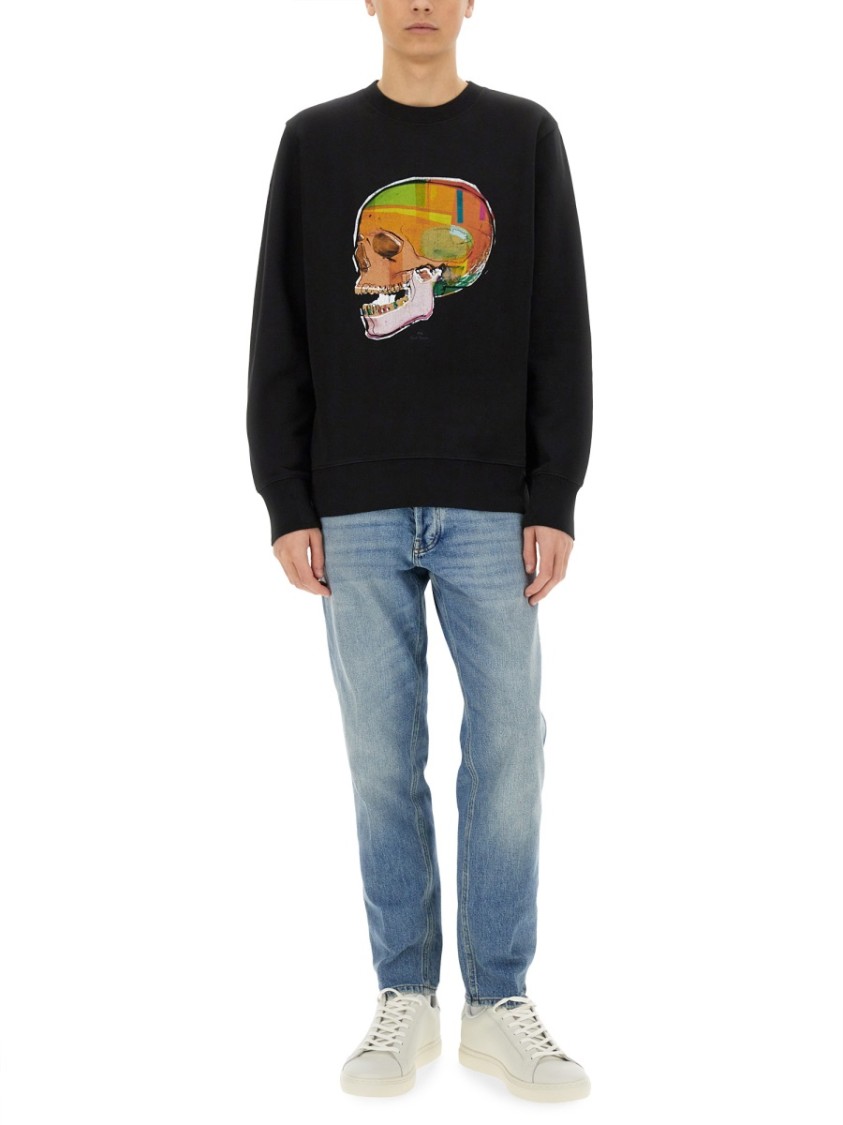 Shop Ps By Paul Smith Ps Paul Smith "skull Sketch" Print Sweatshirt In Black