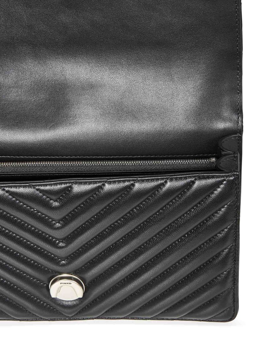 Pinko Chevron-quilted Nappa Shoulder Bag With Chain Strap