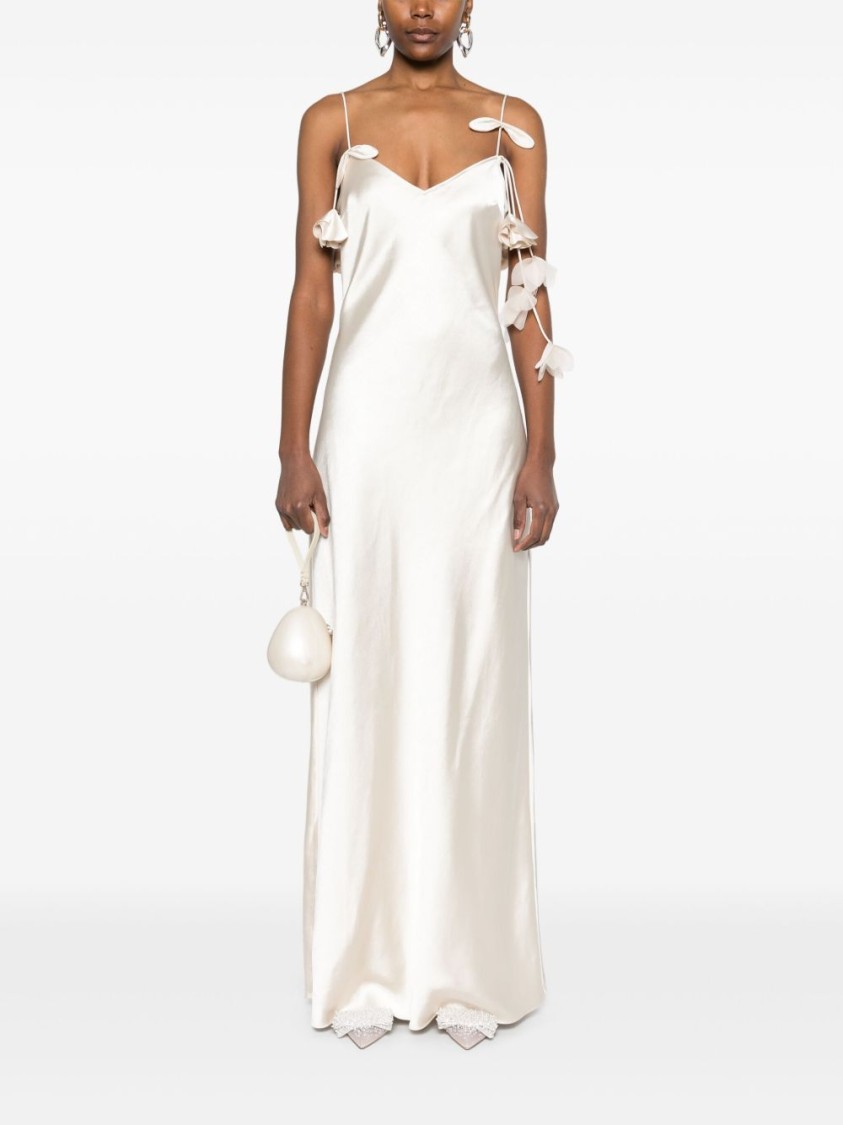 Shop Self-portrait Floral Accent Evening Dress With Adjustable Straps