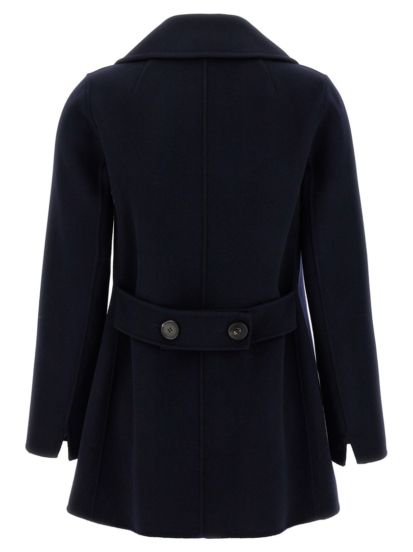 Max Mara Double-breasted Picot Peacoat In Blue