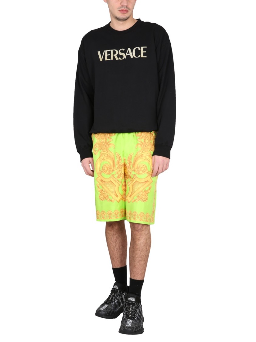 Versace Baroque Shorts 660 In Green