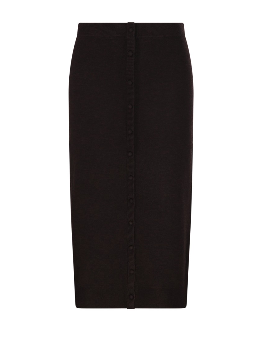 Victoria Beckham Button Detail Midi Skirt In Black