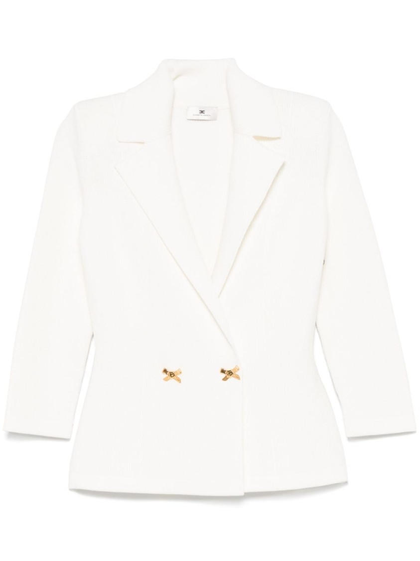 Elisabetta Franchi Ivory Jacket With Deep V-neckline In White