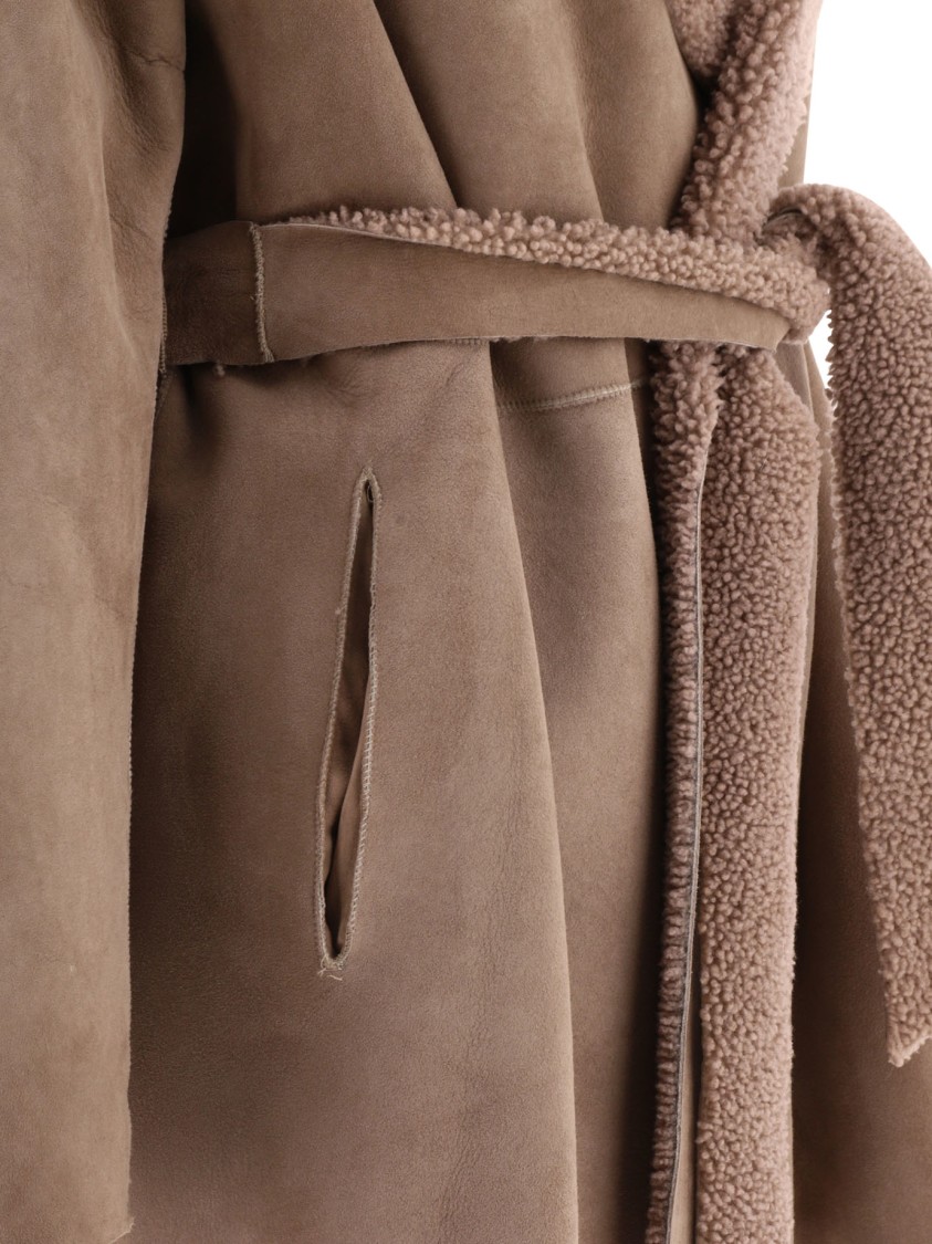 Salvatore Santoro Shearling-trimmed Suede Coat In Brown