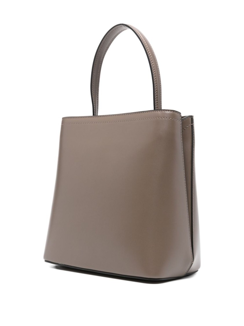 Twinset Twin-set Structured Handbag With Gold-tone Chain Detail In Gray