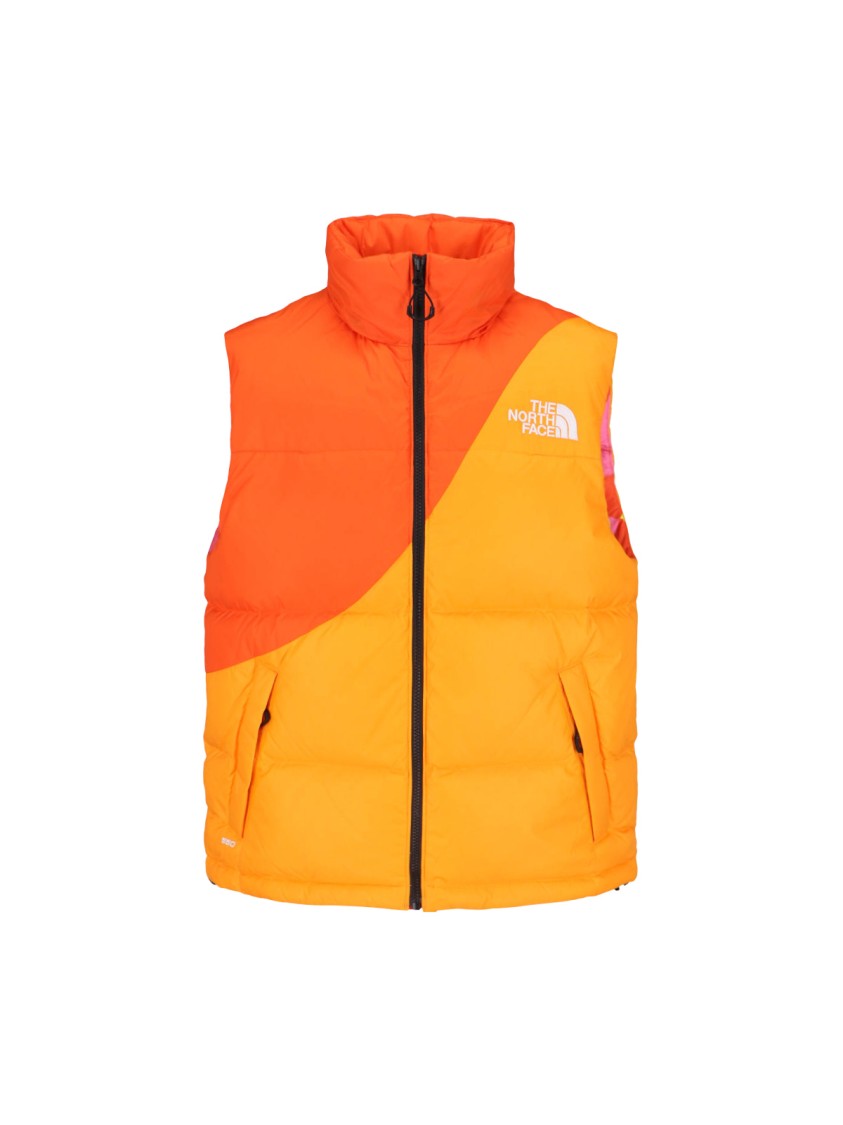 Shop The North Face Two-tone Padded Gilet In Orange And Yellow Nylon