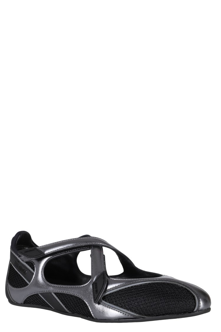 Attico Floor 01 Mesh And Leather Ballerinas Flat