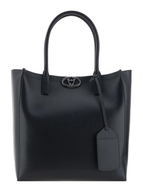 トートバッグ Valentino Garavani Compact Black Bag With Textured Exterior Valentino Garavani Compact Black Bag With Textured Exterior