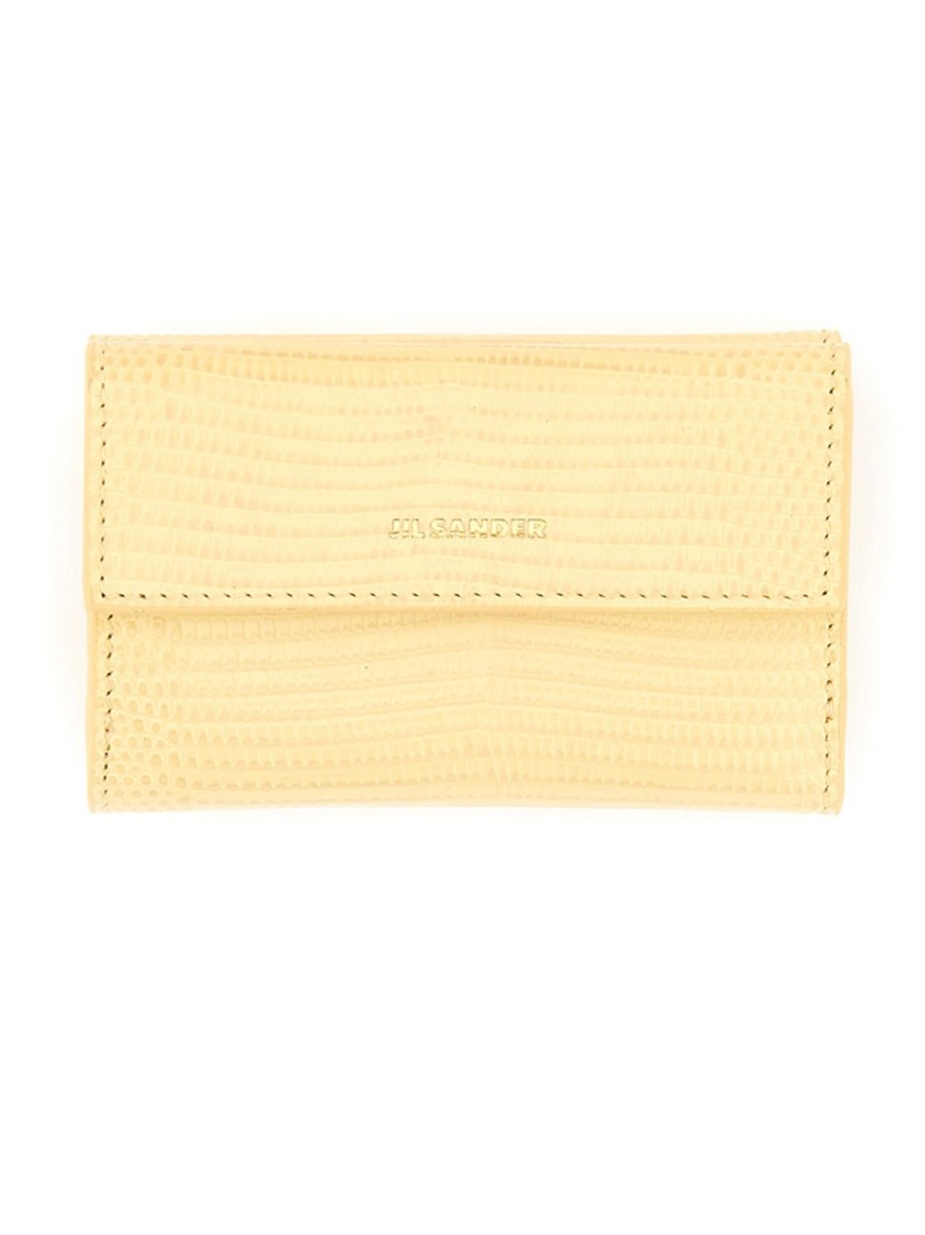 Jil Sander "baby" Textured Leather Wallet In Yellow