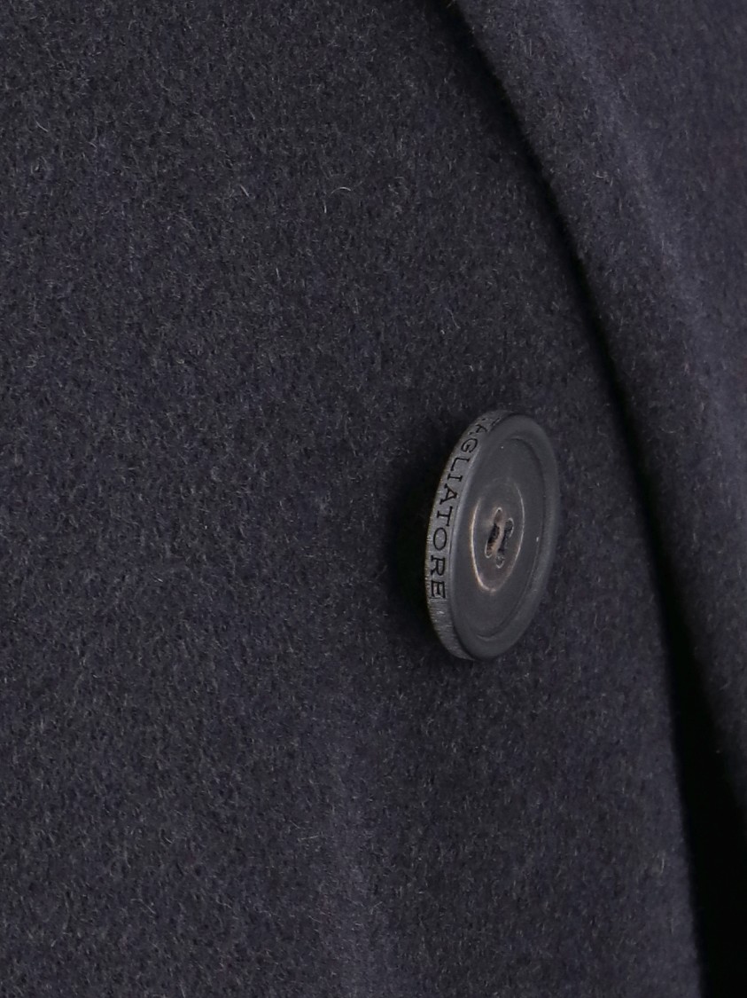 Tagliatore Waist Belted Lapel Buttoned Jacket In Blue
