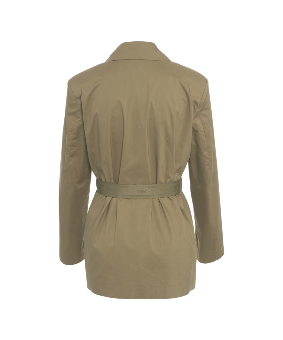Liu •jo Liu Jo Blazer With Waist Belt And Golden Accents In Neutrals