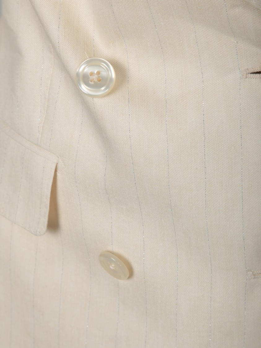 Tagliatore Striped Cotton Double-breasted Jacket With Tone-on-tone Buttons