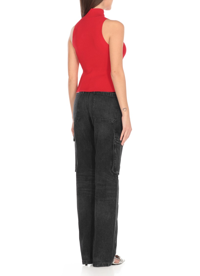Diesel Black Viscose Blend M-onervax Top In Red