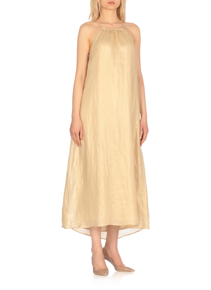 Peserico Aurea Golden Ramie And Viscose Dress