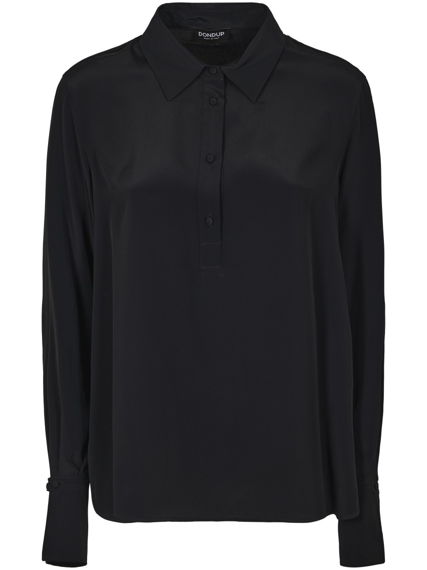 Dondup Black Button-down Long Sleeve Shirt With Classic Collar In Black