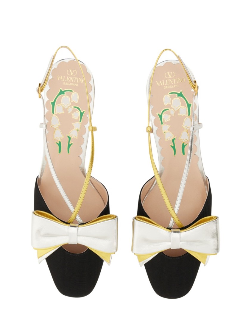 Valentino Slingback Decollete Bowow In Moire Tissue