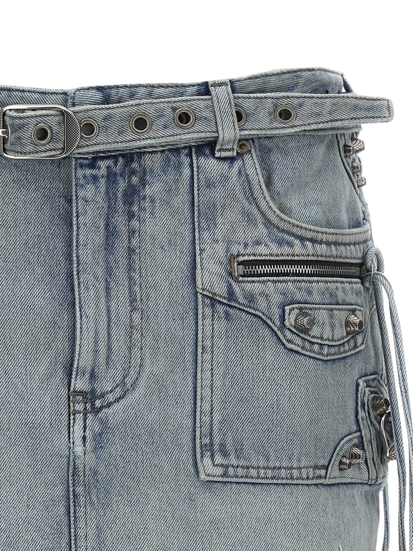 Balenciaga Distressed Denim Mini Skirt Fringes Edge In Gray