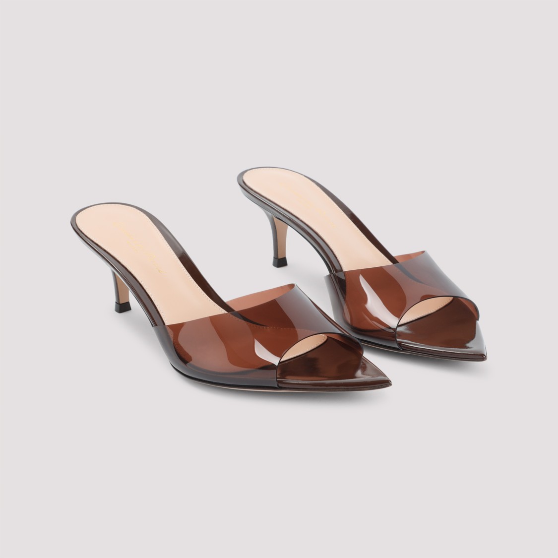 Gianvito Rossi Womens Brown Elle Leather And Pvc Heeled Mules