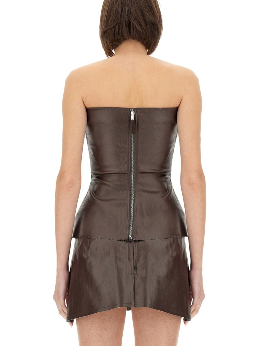 Rick Owens Brown Hollywood Bustier Denim Top In Brown