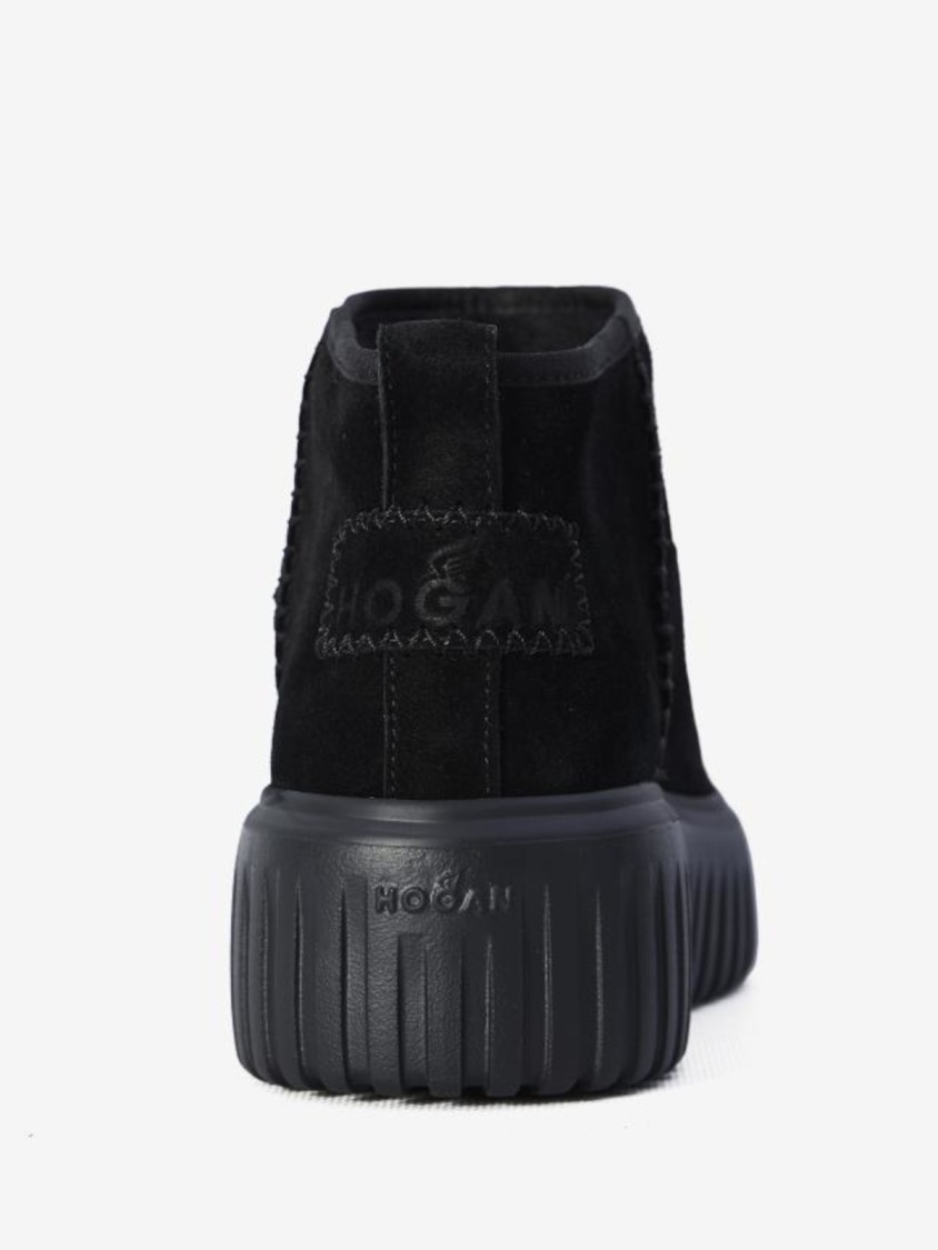 Hogan Black Ankle Boots With Soft Suede Upper In Black