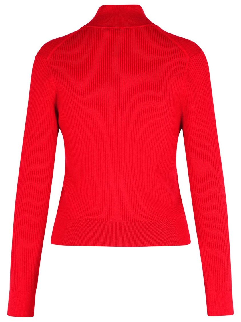 Jw Anderson Crimson Red Cotton Blend Turtleneck Sweater In Red