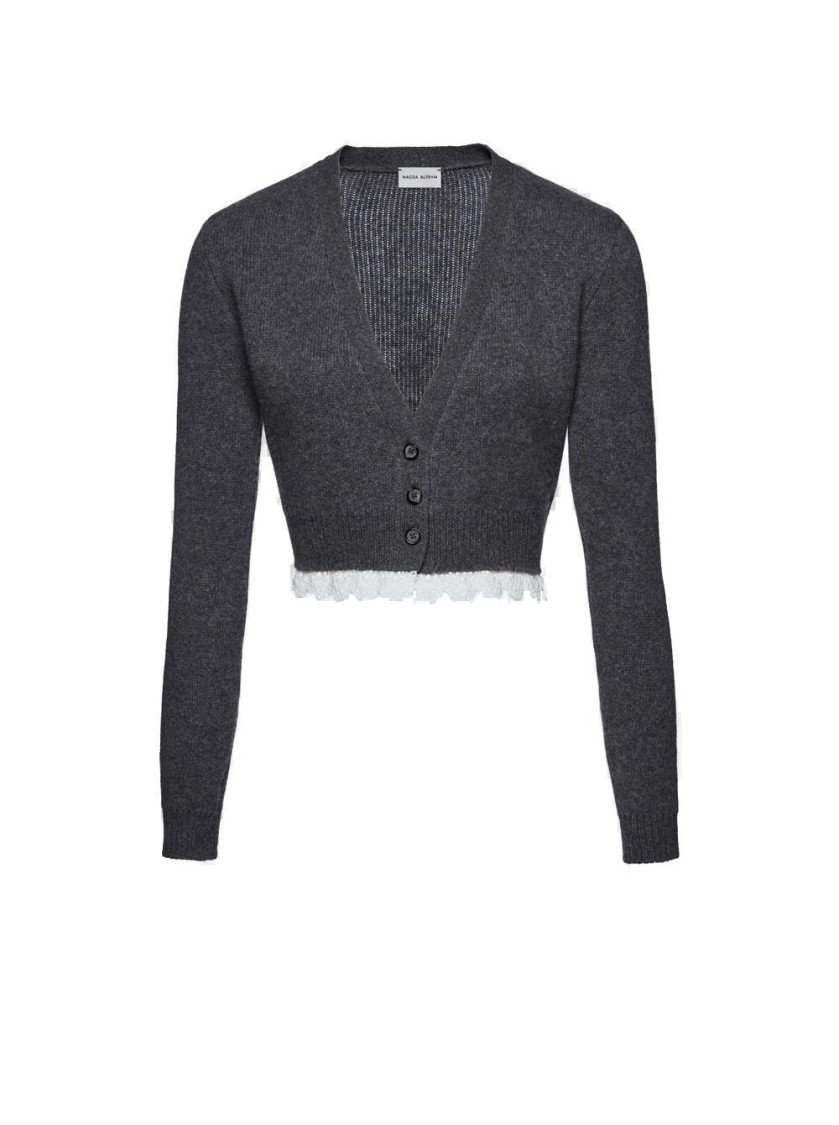 Magda Butrym Lace Trim Sweater Grey In Gray